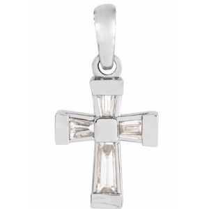 Platinum 1/10 CTW Natural Diamond Cross Pendant