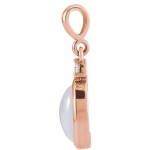 14K Rose Gold 6x4 mm Natural Ethiopian Opal & .015 CT Natural Diamond Pendant