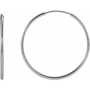 14K White Gold Flexible Endless Tube 25 mm Hoop Earrings