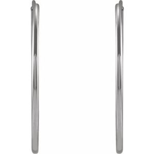 14K White Gold Flexible Endless Tube 25 mm Hoop Earrings
