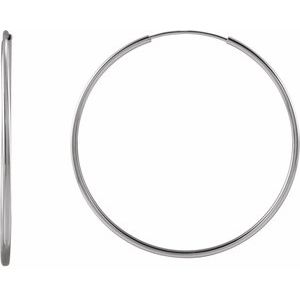 14K White Gold Flexible Endless Tube 30 mm Hoop Earrings