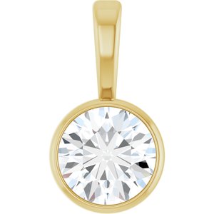 14K Yellow Gold 1/3 CT Natural Diamond Bezel-Set Solitaire Pendant