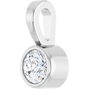 14K White Gold .06 CT Natural Diamond Bezel-Set Solitaire Pendant