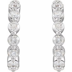 Platinum 7/8 CTW Natural Diamond 14.5 mm Hoop Earrings