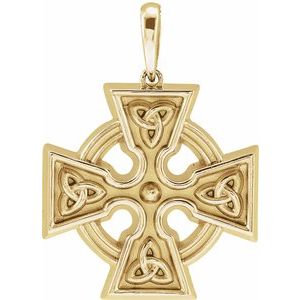 14K Yellow Gold Celtic-Inspired Cross Pendant