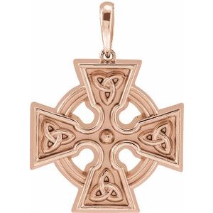 14K Rose Gold Celtic-Inspired Cross Pendant