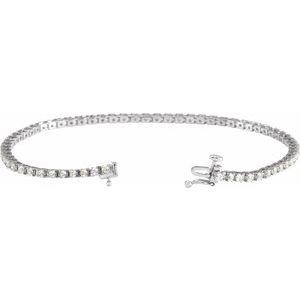 14K White Gold 2 CTW Natural Diamond Line 7 1/4" Bracelet