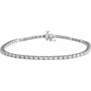 14K White 3 CTW Natural Diamond Line 7 1/4" Bracelet