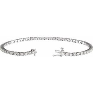 14K White Gold 3 CTW Natural Diamond Line 7 1/4" Bracelet