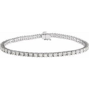14K White Gold 4 CTW Natural Diamond Line 7 1/4" Bracelet