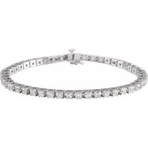 14K White Gold 5 CTW Natural Diamond Line 7 1/4" Bracelet