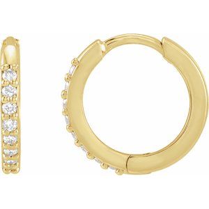14K White Gold Lab-Grown Blue Sapphire Hinged 12.5 mm Hoop Earrings