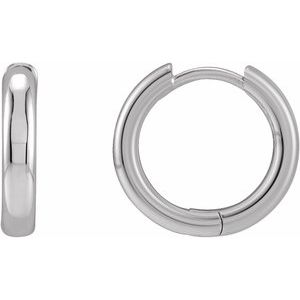 14K White Gold Hinged 15 mm Hoop Earrings