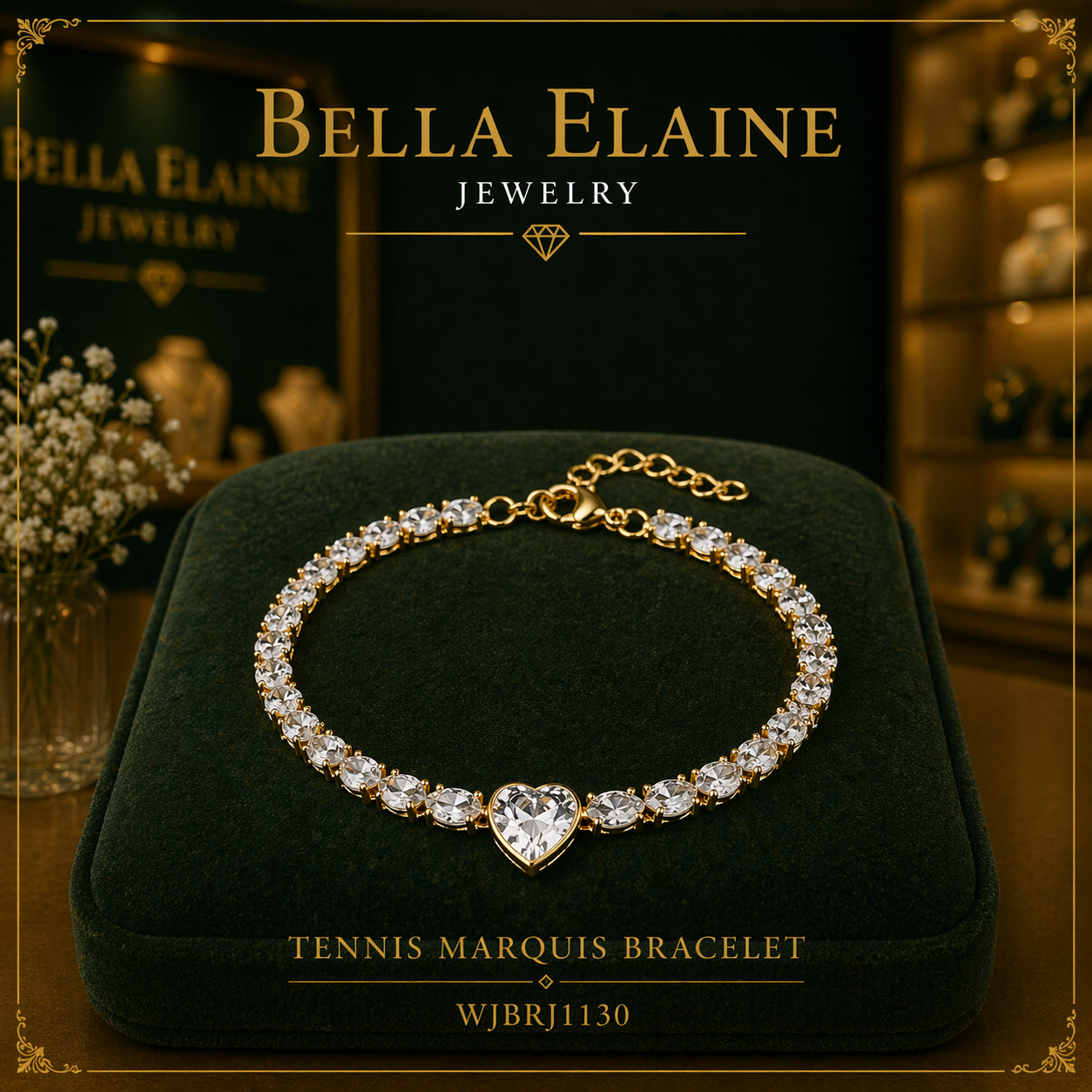 Tennis Marquis Heart Bracelet