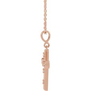14K Rose Gold 1/8 CTW Natural Diamond Cross 18" Necklace