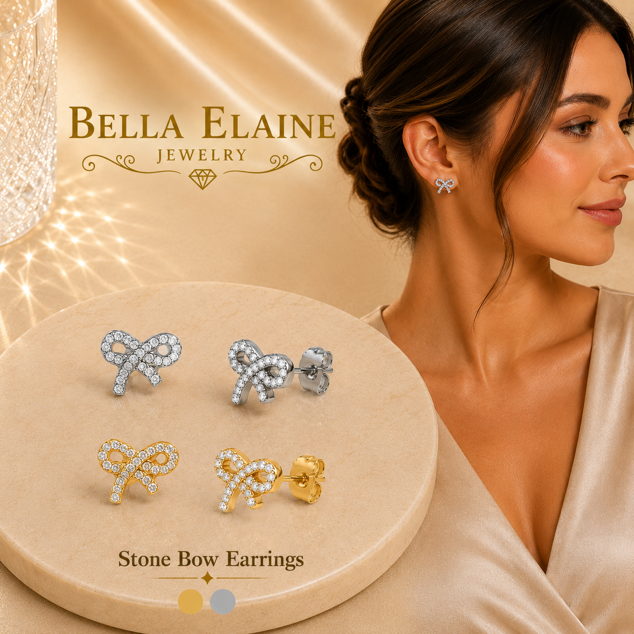 Stone Bow Earrings