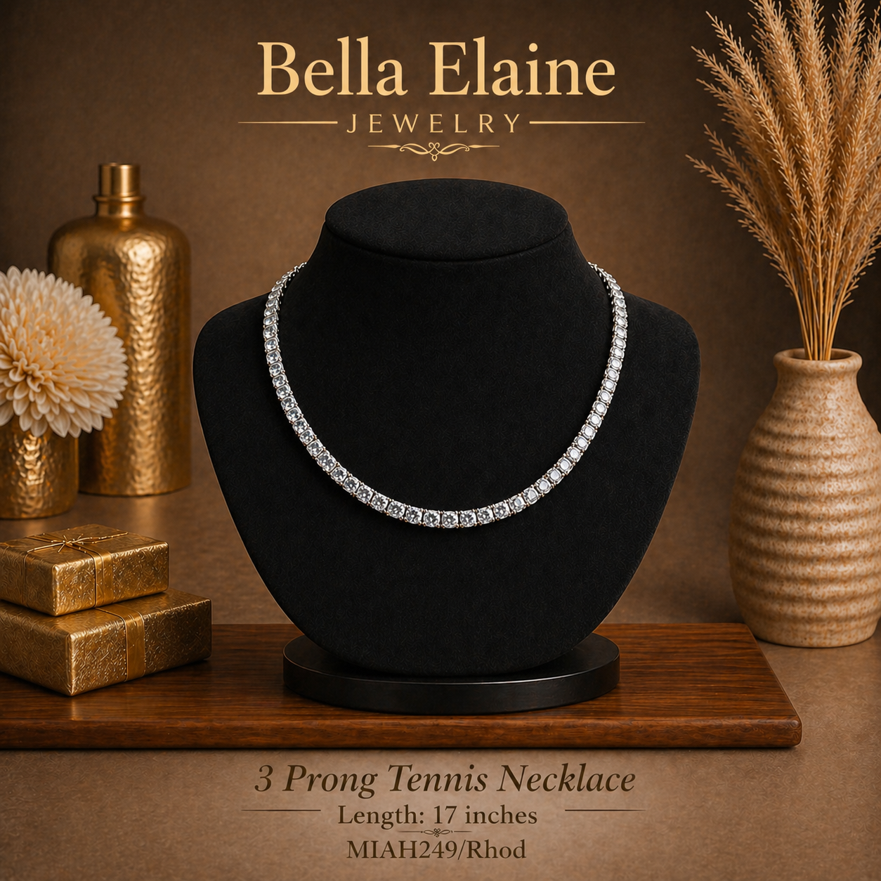 3 Prong Tennis Necklace
