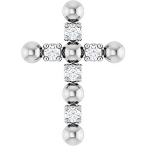 Platinum .07 CTW Natural Diamond Beaded Cross Pendant