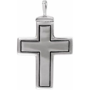 10K White Gold 26x16.5 mm Cross Ash Holder Pendant