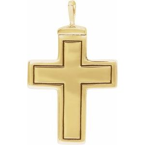 10K Yellow Gold 26x16.5 mm Cross Ash Holder Pendant
