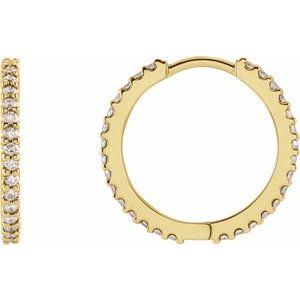 14K Yellow Gold 5/8 CTW Natural Diamond 17.63 mm Hoop Earring