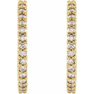 14K Yellow Gold 5/8 CTW Natural Diamond 17.63 mm Hoop Earring
