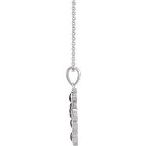 Platinum Natural Black Onyx Cross 16-18" Necklace