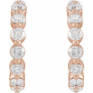 14K Rose Gold 3/4 CTW Lab Grown Diamond 12.7 mm Huggie Earrings
