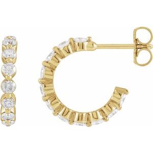 14K Yellow Gold 7/8 CTW Lab Grown Diamond 14.5 mm Huggie Earrings
