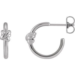 14K White Gold Knot Hoop Earrings