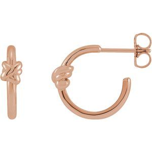 14K Rose Gold Knot Hoop Earrings