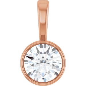 14K Rose Gold 1/4 CT Natural Diamond Bezel-Set Solitaire Pendant