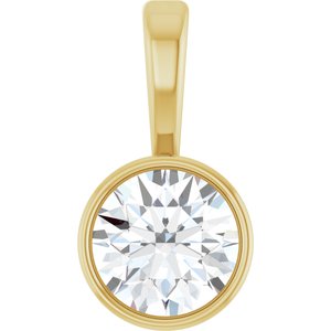 14K Yellow Gold 1/4 CT Natural Diamond Bezel-Set Solitaire Pendant