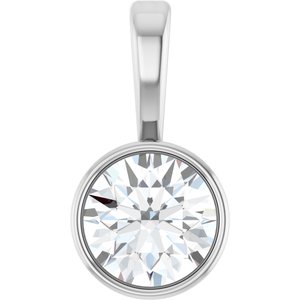 14K White Gold 1/4 CT Natural Diamond Bezel-Set Solitaire Pendant