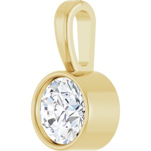 14K Yellow Gold 1/4 CT Natural Diamond Bezel-Set Solitaire Pendant