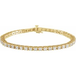 14K Yellow Gold 4 CTW Natural Diamond Line 7 1/4" Bracelet