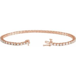 14K Rose Gold 3 CTW Lab-Grown Diamond Line 7 1/4" Bracelet