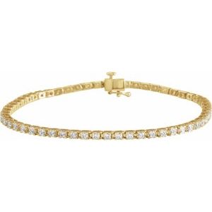 14K Yellow Gold 3 CTW Natural Diamond Line 7 1/4" Bracelet