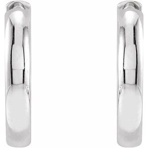 14K White Gold 15 mm Hinged Hoop Earrings