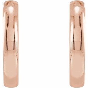 14K Rose Gold 15 mm Hinged Hoop Earrings