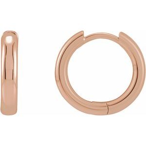 14K Rose Gold Hinged 15 mm Hoop Earrings