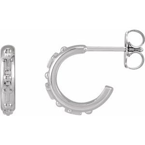 14K White Gold Rosary Hoop Earrings