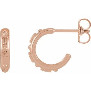 14K Rose Gold Rosary Hoop Earrings