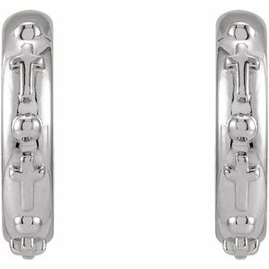 14K White Gold Rosary Hoop Earrings