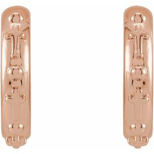14K Rose Gold Rosary Hoop Earrings