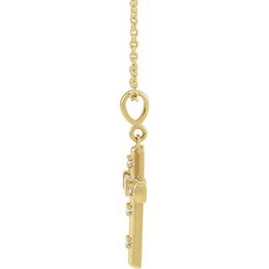 14K Yellow Gold 1/8 CTW Natural Diamond Cross 18" Necklace