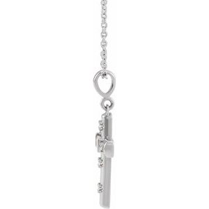 14K White Gold 1/8 CTW Natural Diamond Cross Pendant