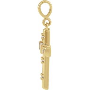 14K Yellow Gold 1/8 CTW Natural Diamond Cross Pendant