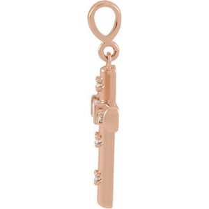 14K Rose Gold 1/8 CTW Natural Diamond Cross Pendant