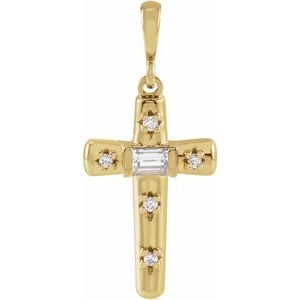 14K Yellow Gold 1/8 CTW Natural Diamond Cross Pendant